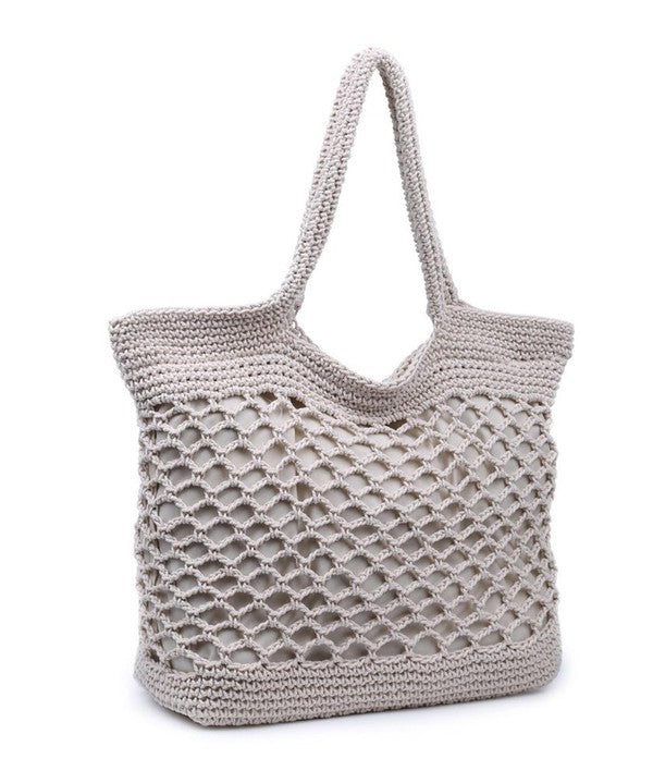 a black and white picture of a purse The Glory Ray Corazon Tote Bag is Made of Woven Yarn and It's Super Functional for those Fun Days Ahead!