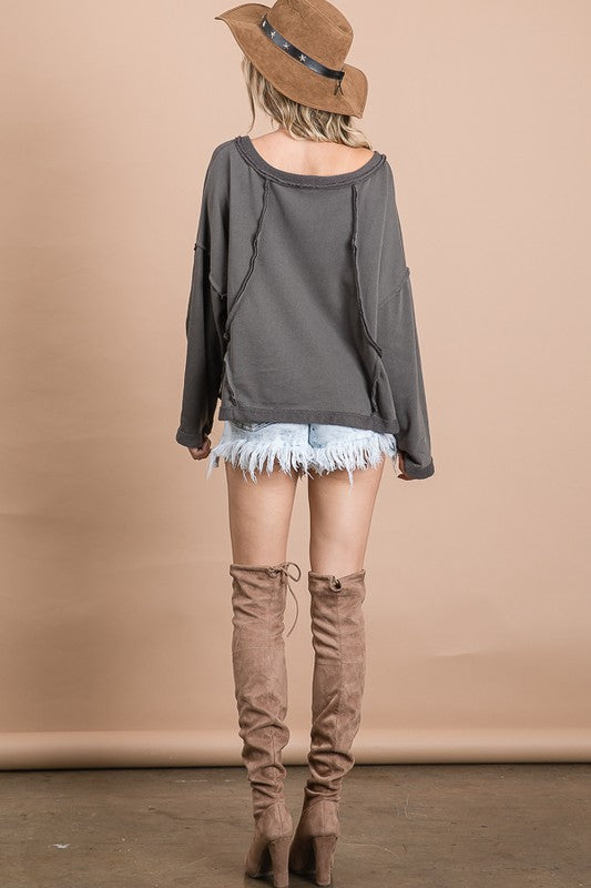 Midnight Lara Solid Trim Top | URBAN ECHO SHOP