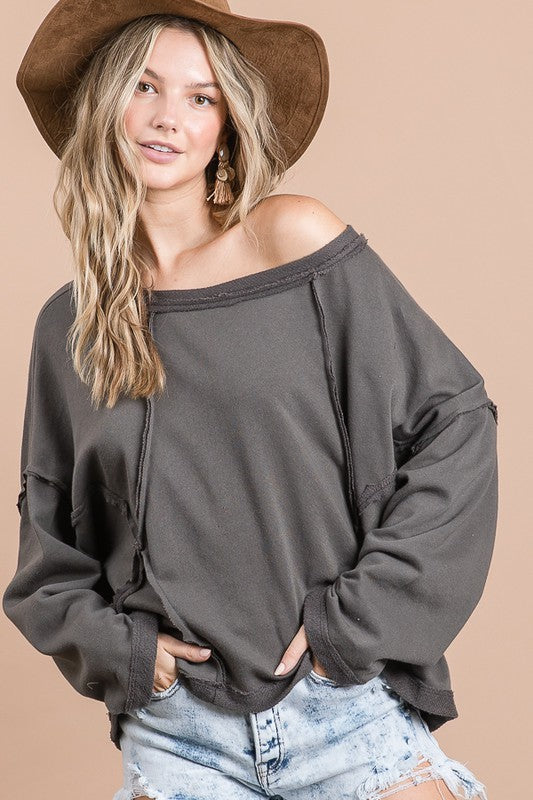 Midnight Lara Solid Trim Top | URBAN ECHO SHOP