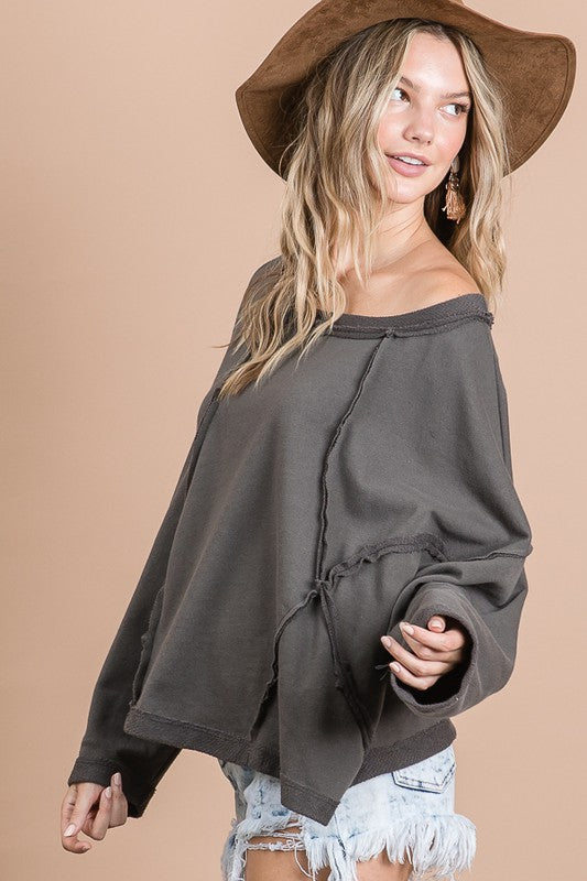 Midnight Lara Solid Trim Top | URBAN ECHO SHOP