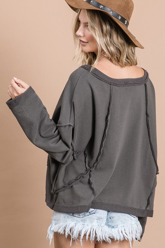 Midnight Lara Solid Trim Top | URBAN ECHO SHOP
