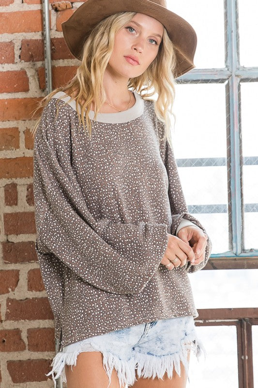 Lusk Animal Print Top with Dolman Sleeves | URBAN ECHO SHOP