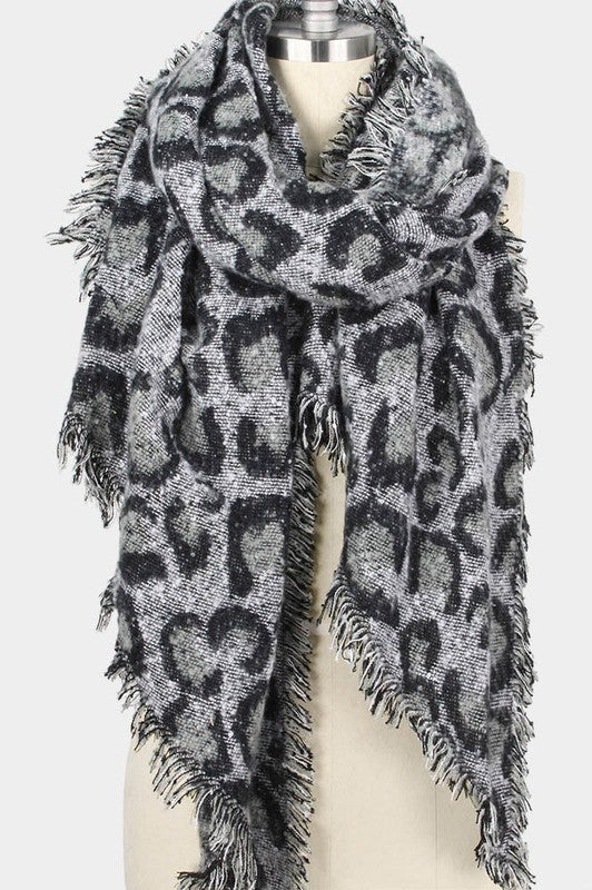 Manhattan Leopard Blanket Scarf Gray | URBAN ECHO SHOP