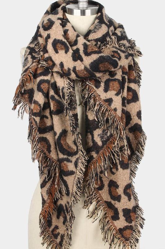 Manhattan Leopard Blanket Scarf Brown | URBAN ECHO SHOP