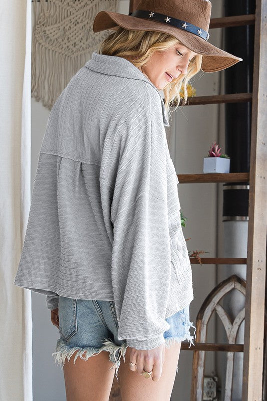 Whisked Away Cropped Shacket Top | URBAN ECHO SHOP