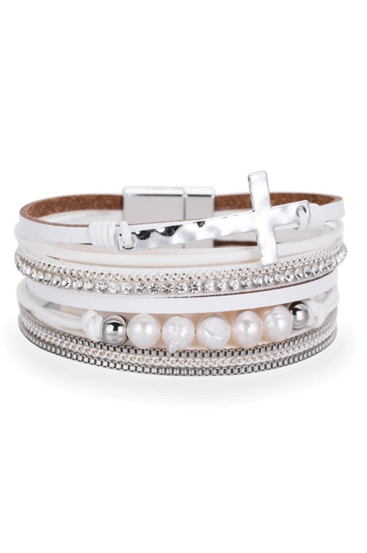 Cross Multi Strand Leather Bracelet | URBAN ECHO SHOP