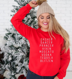 'Dasher Dancer Prancer Vixen Moscato' Sweatshirt | URBAN ECHO SHOP