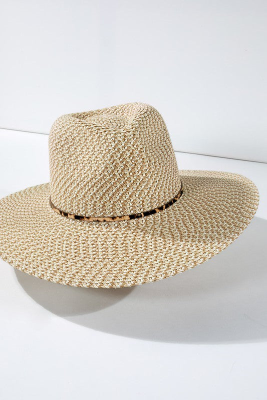 Woven with Animal Print Band Panama Hat | URBAN ECHO SHOP
