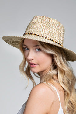 Woven with Animal Print Band Panama Hat | URBAN ECHO SHOP
