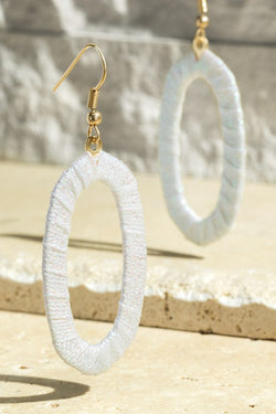 White Threaded Oval Drop Earrings | URBAN ECHO SHOP
