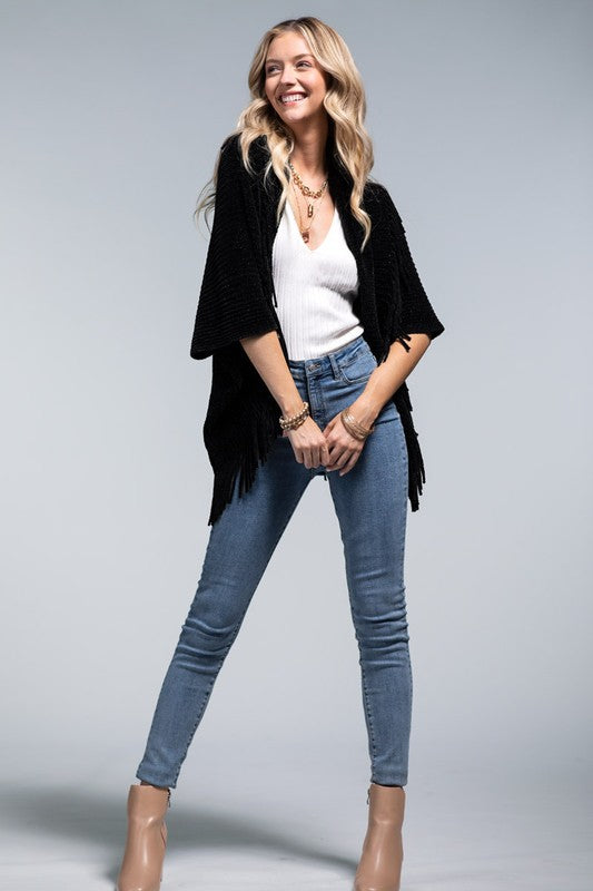 Chenille Black Kimono | URBAN ECHO SHOP