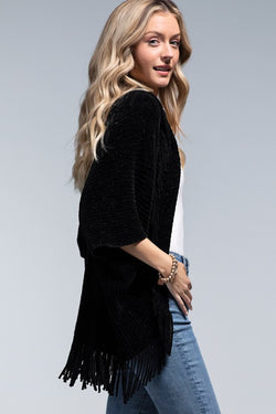 Chenille Black Kimono | URBAN ECHO SHOP