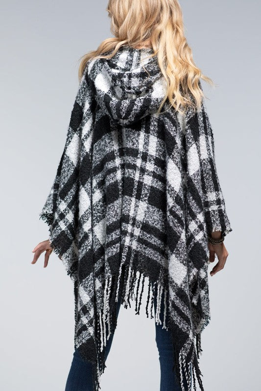 Manhattan Plaid Ruana Hoodie | URBAN ECHO SHOP