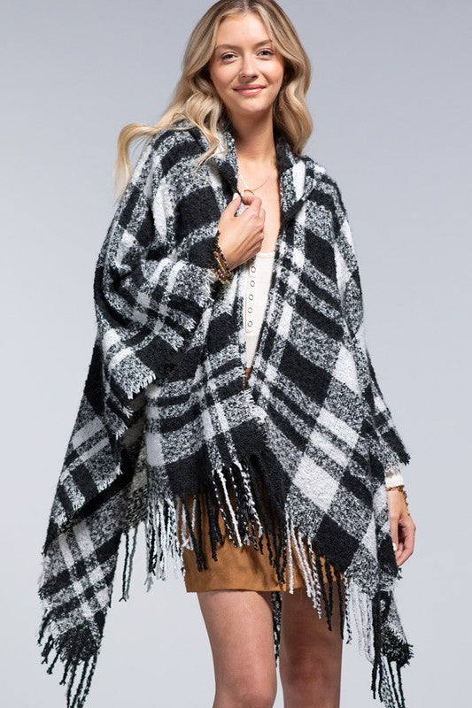 Manhattan Plaid Ruana Hoodie | URBAN ECHO SHOP