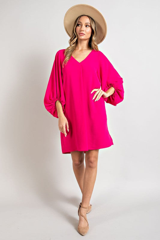 he Morgan May Balloon Sleeve Mini Dress in Pink is Cute and Classy All in One