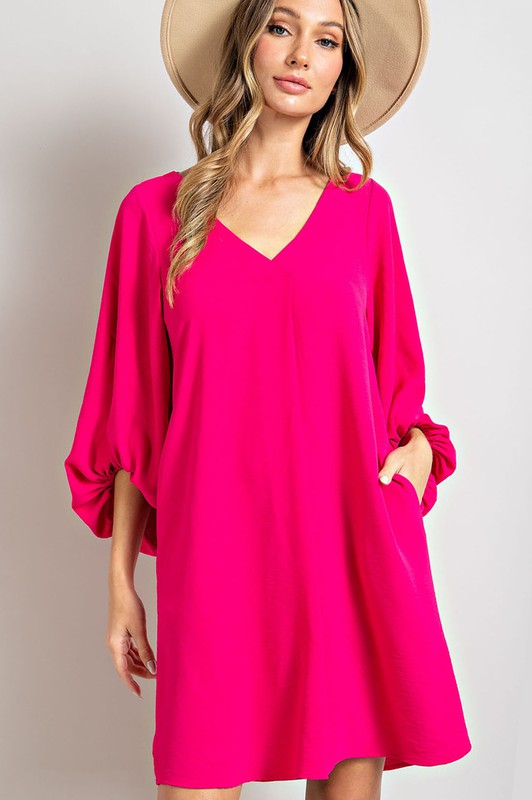he Morgan May Balloon Sleeve Mini Dress in Pink is Cute and Classy All in One