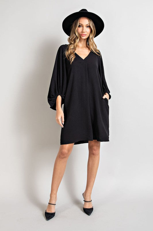 he Morgan May Balloon Sleeve Mini Dress in Black is Cute and Classy All in One