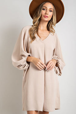 he Morgan May Balloon Sleeve Mini Dress in Taupe is Cute and Classy All in One