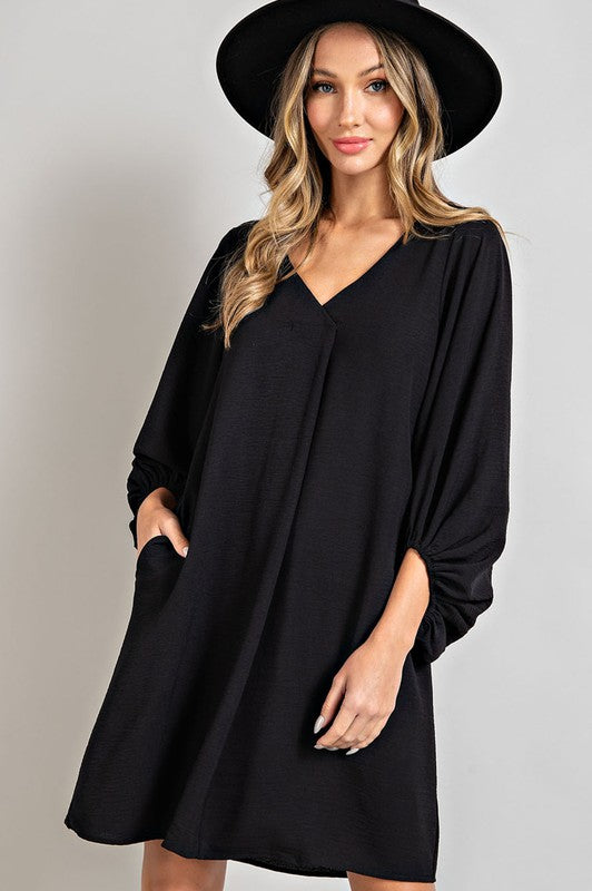 he Morgan May Balloon Sleeve Mini Dress in Black is Cute and Classy All in One