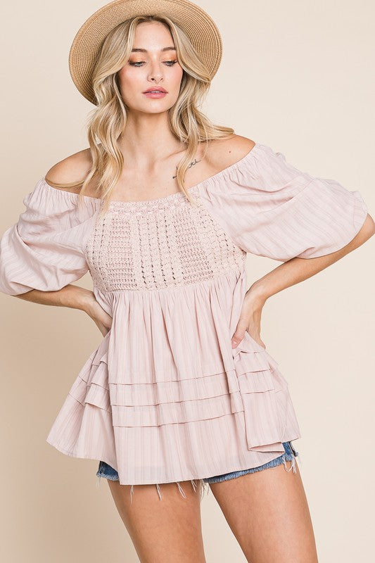 Elliott Crochet Babydoll Blouse | URBAN ECHO SHOP