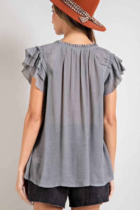 Tayley Tiered Ruffle Sleeve Blouse | URBAN ECHO SHOP