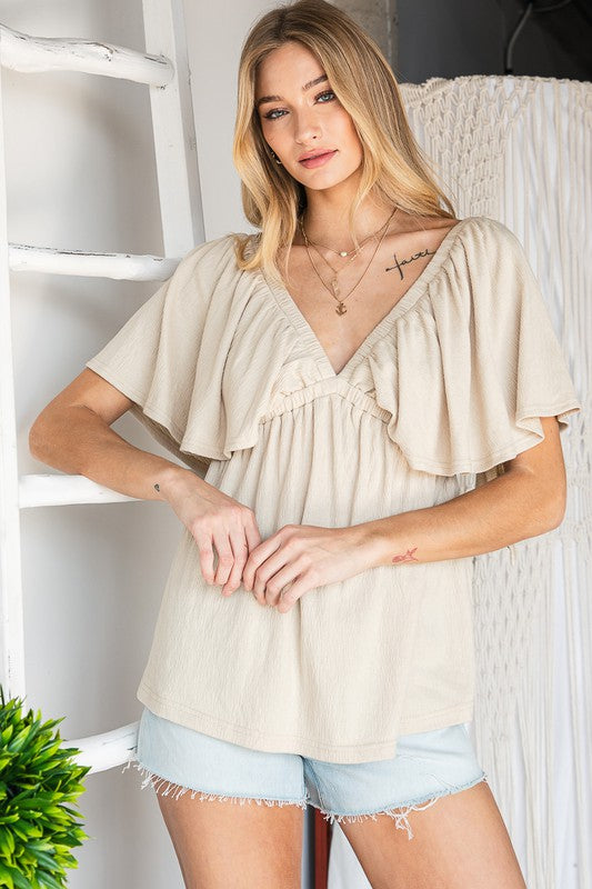 Lorraine Flare Taupe Top | URBAN ECHO SHOP