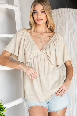 Lorraine Flare Taupe Top | URBAN ECHO SHOP