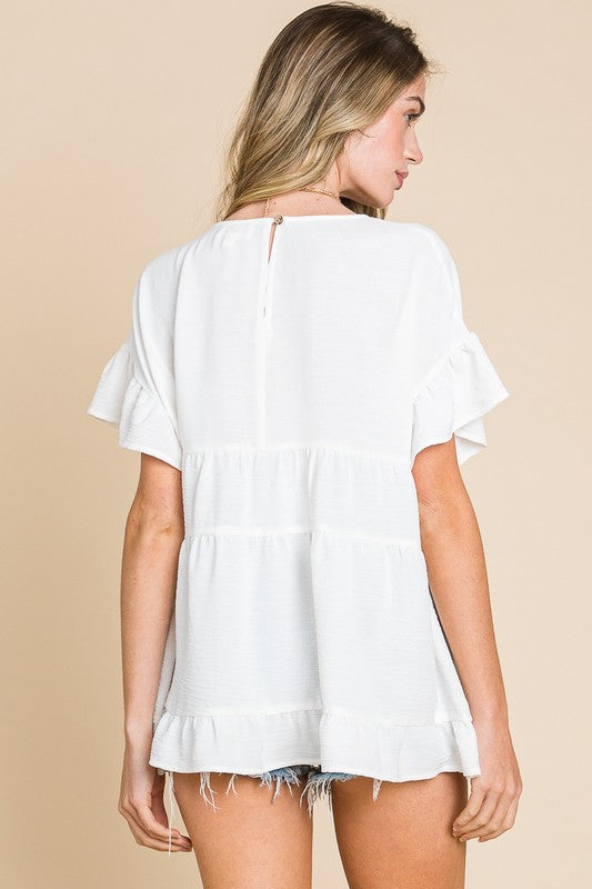 Txtrd Ruffle Top Nicolette Textured Ruffle Top | URBAN ECHO SHO – Urban Echo Shop