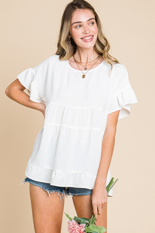 Nicolette Textured Ruffle Top | URBAN ECHO SHO