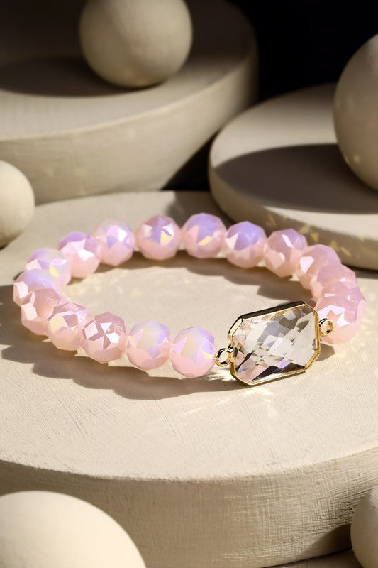 Crystal Stone Bracelet Pink | URBAN ECHO SHOP