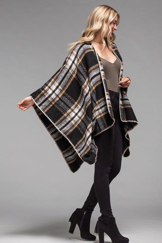 Berkley Plaid Ruana | URBAN ECHO SHOP