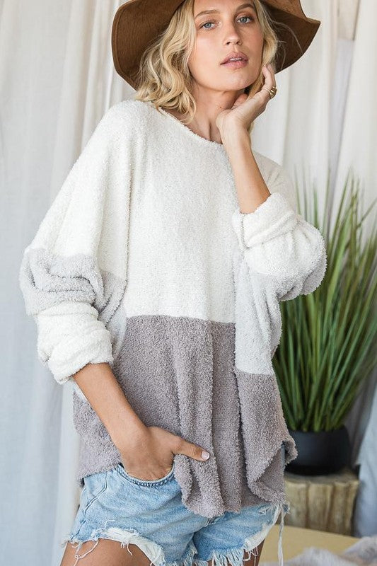 Ryella Rae Plush Color Block Top | URBAN ECHO SHOP