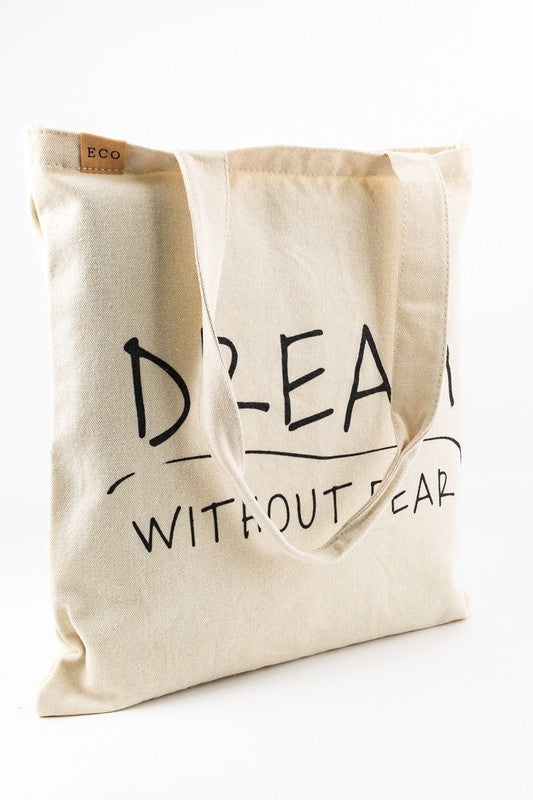 'Dream Without Fear' Canvas Shoulder Tote | URBAN ECHO SHOP