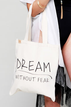 'Dream Without Fear' Canvas Shoulder Tote | URBAN ECHO SHOP