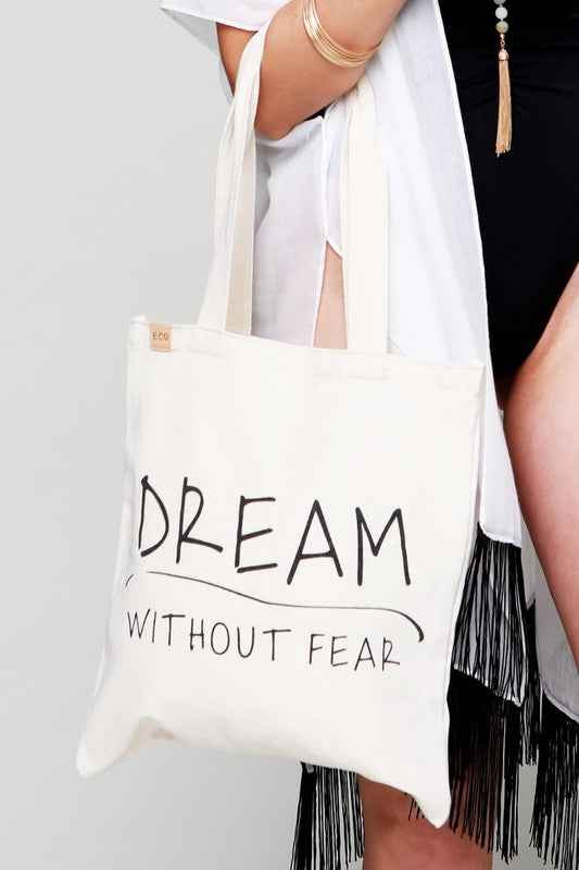 'Dream Without Fear' Canvas Shoulder Tote | URBAN ECHO SHOP