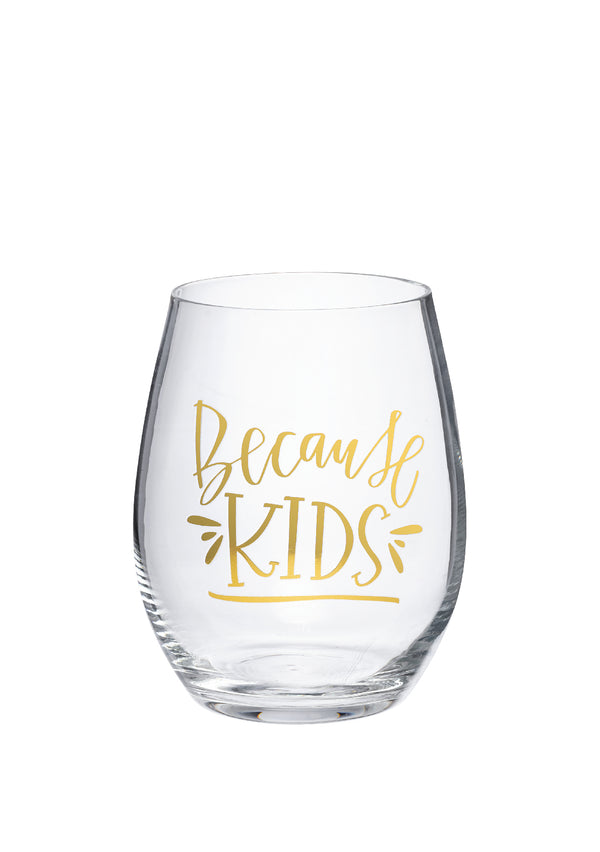 "Because Kids" Wine Glass w/Gift Box | URBAN ECHO SHOP