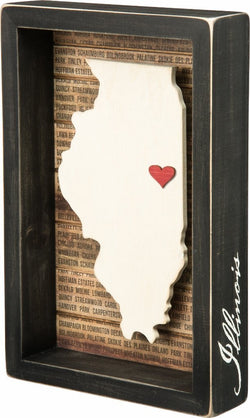 Illinois Box Sign with Heart | URBAN ECHO SHOP